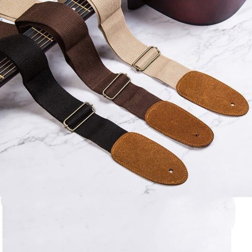 Sangle De Guitare En Coton Réglable 5.2 Cm - Longueur 35" à 61" - Motif étoile, Poche Pour Médiators